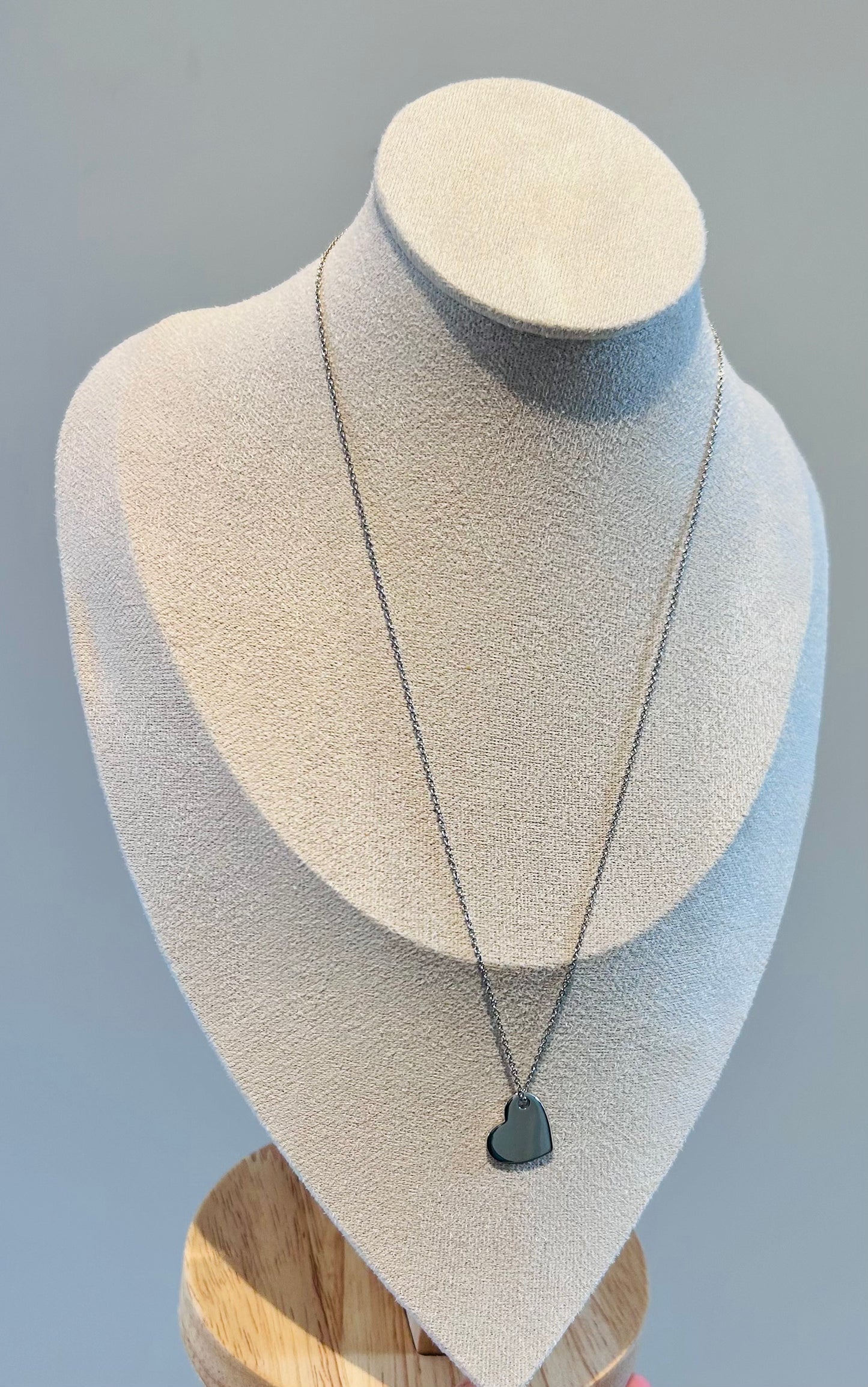 Small Faceted Heart Necklace in Silver