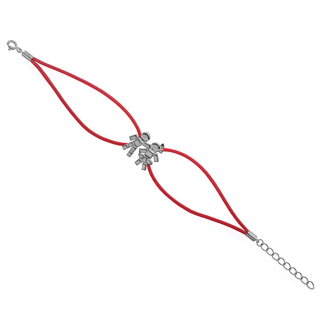 Louloux Boy&Girl cord bracelet in black rhodium-plated silver