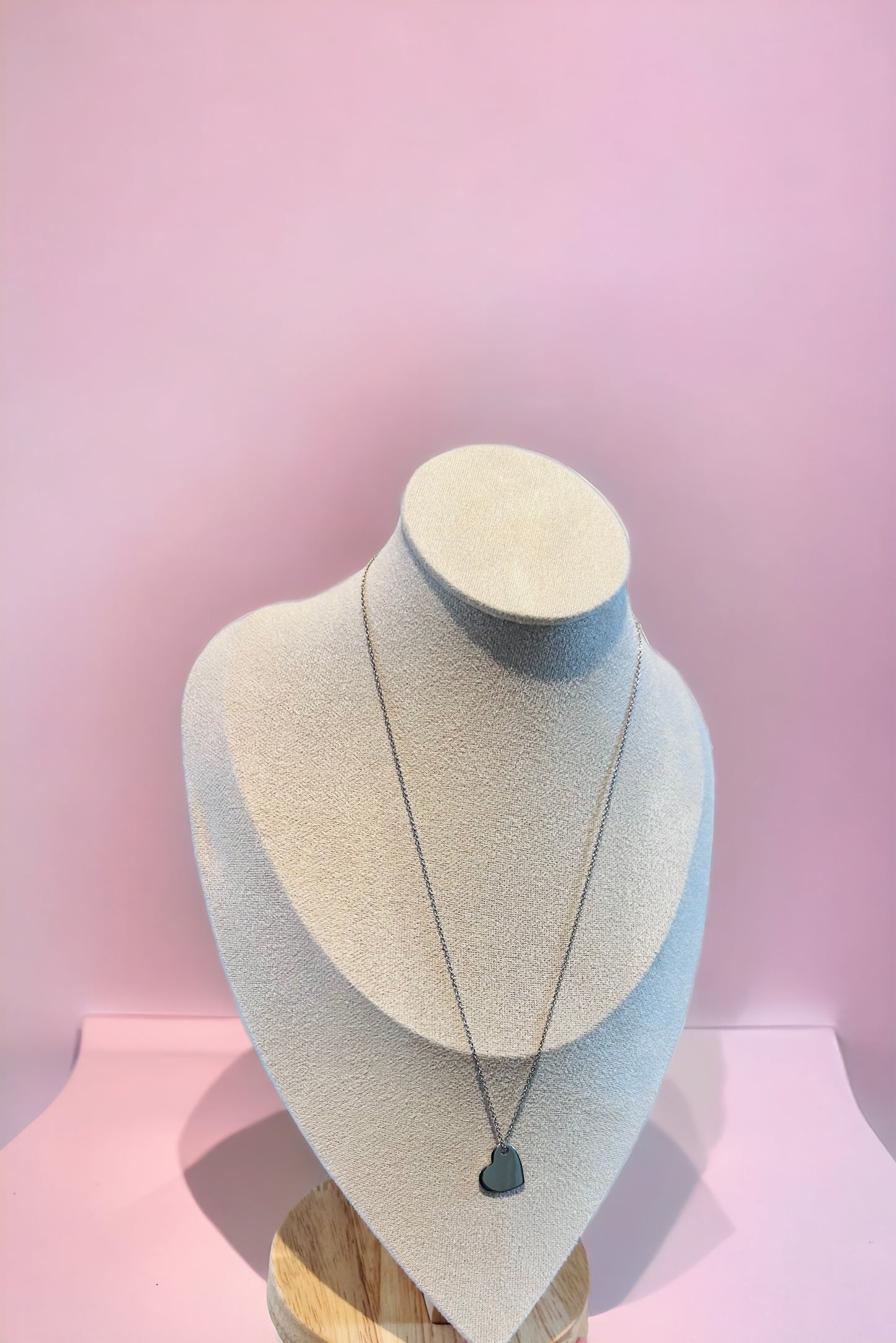 Small Faceted Heart Necklace in Silver