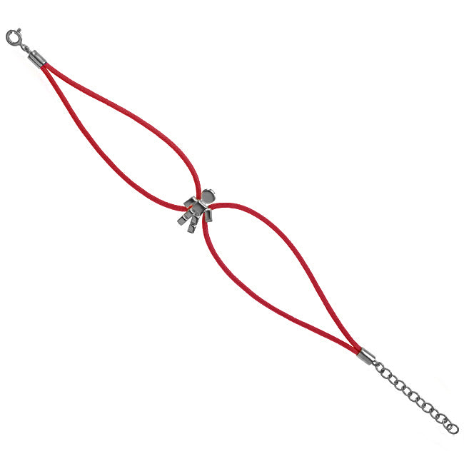 Louloux Boy waxed cord bracelet in black rhodium-plated silver
