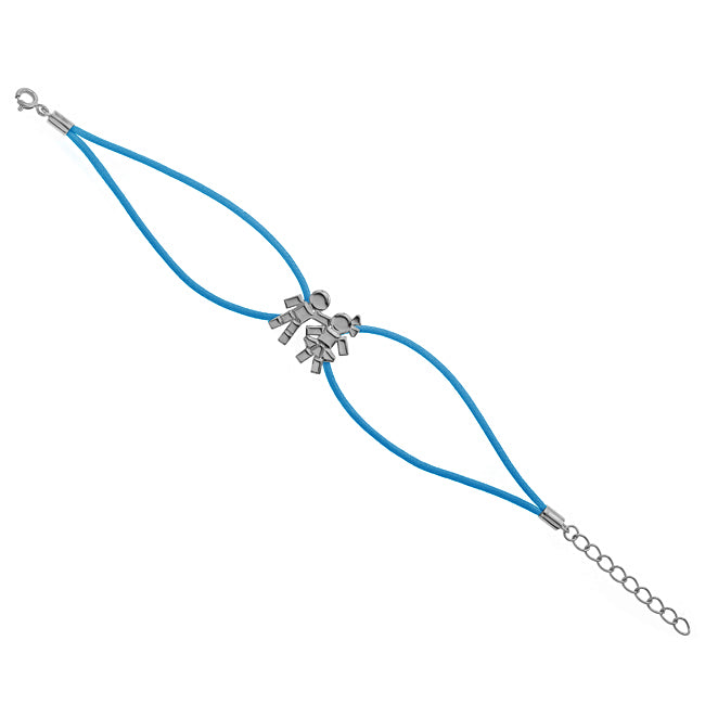 Louloux Boy&Girl cord bracelet in black rhodium-plated silver