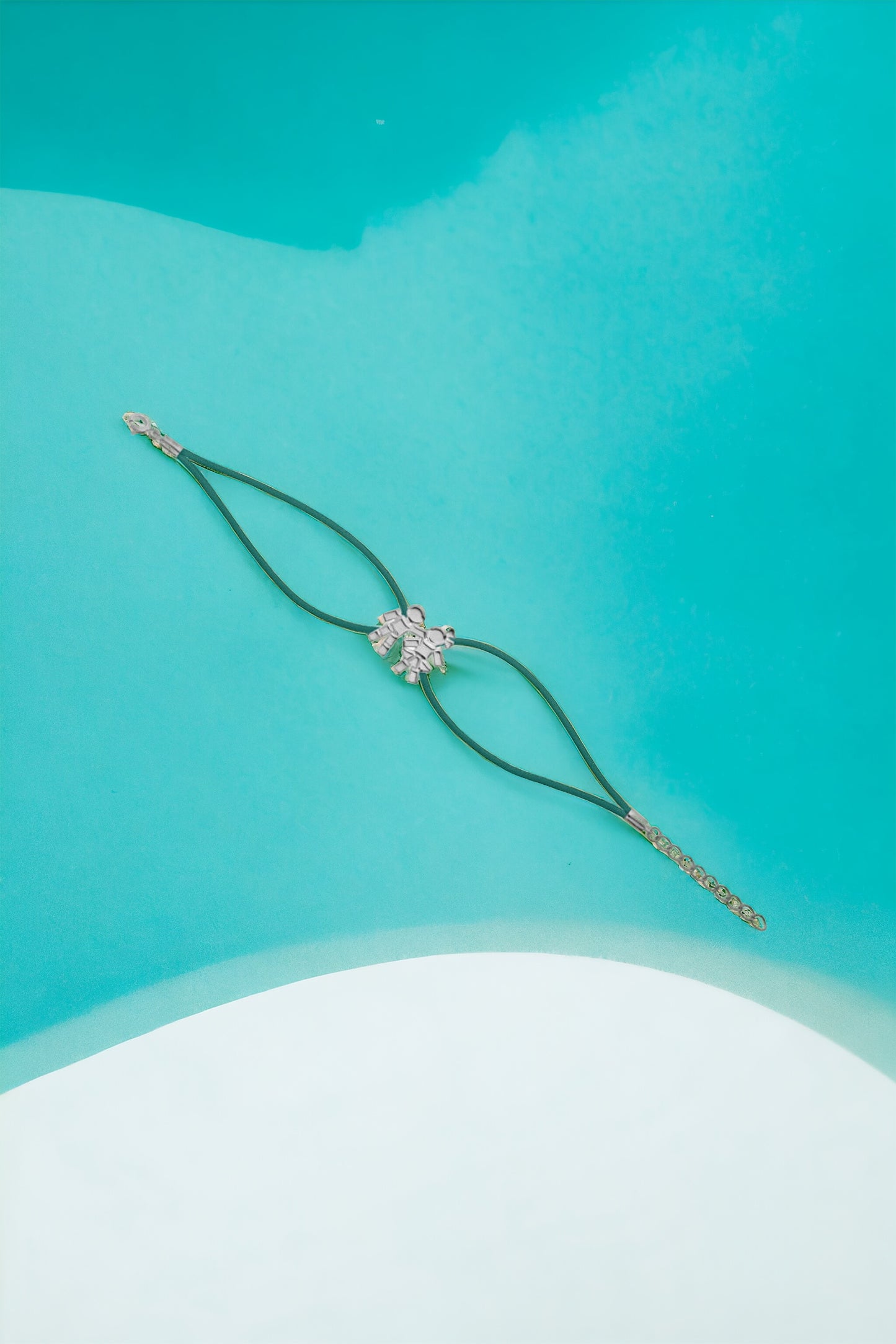 Bracelet cordon ciré vert Boy&Girl argent
