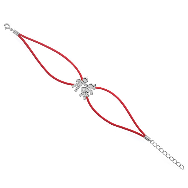 Bracelet cordon rouge ciré Boy&Girl argent
