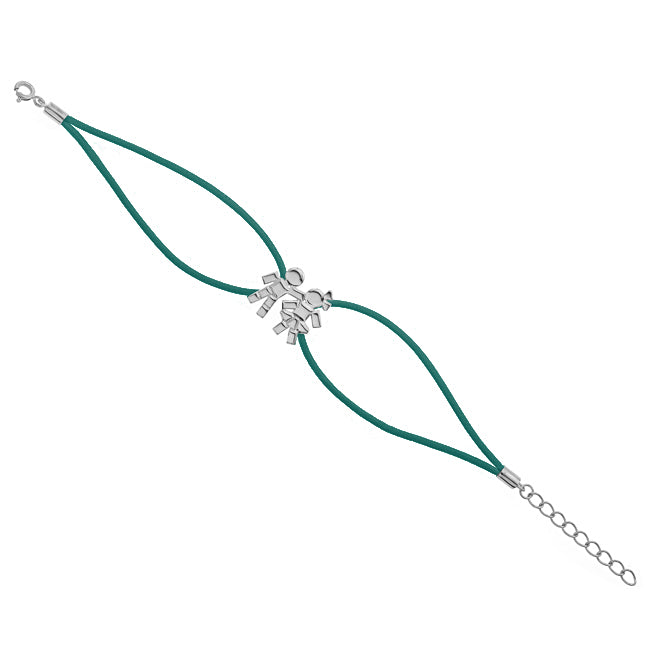 Bracelet cordon vert
ciré Boy&Girl argent