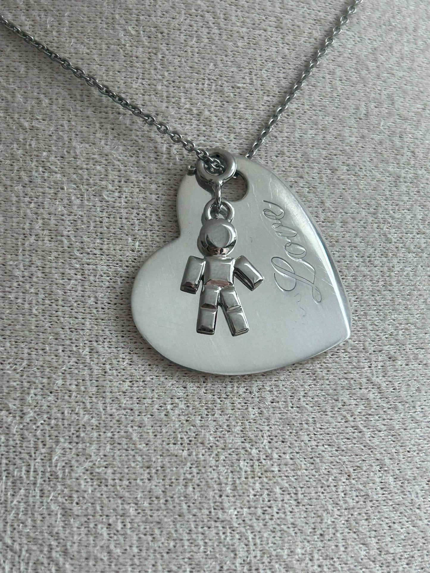 Collier Gravure Personnalisable Grand Cœur Facette Argent