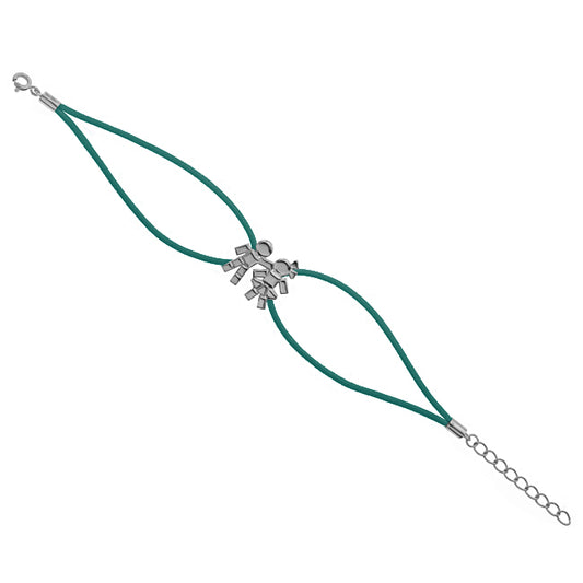 Louloux Boy&Girl cord bracelet in black rhodium-plated silver