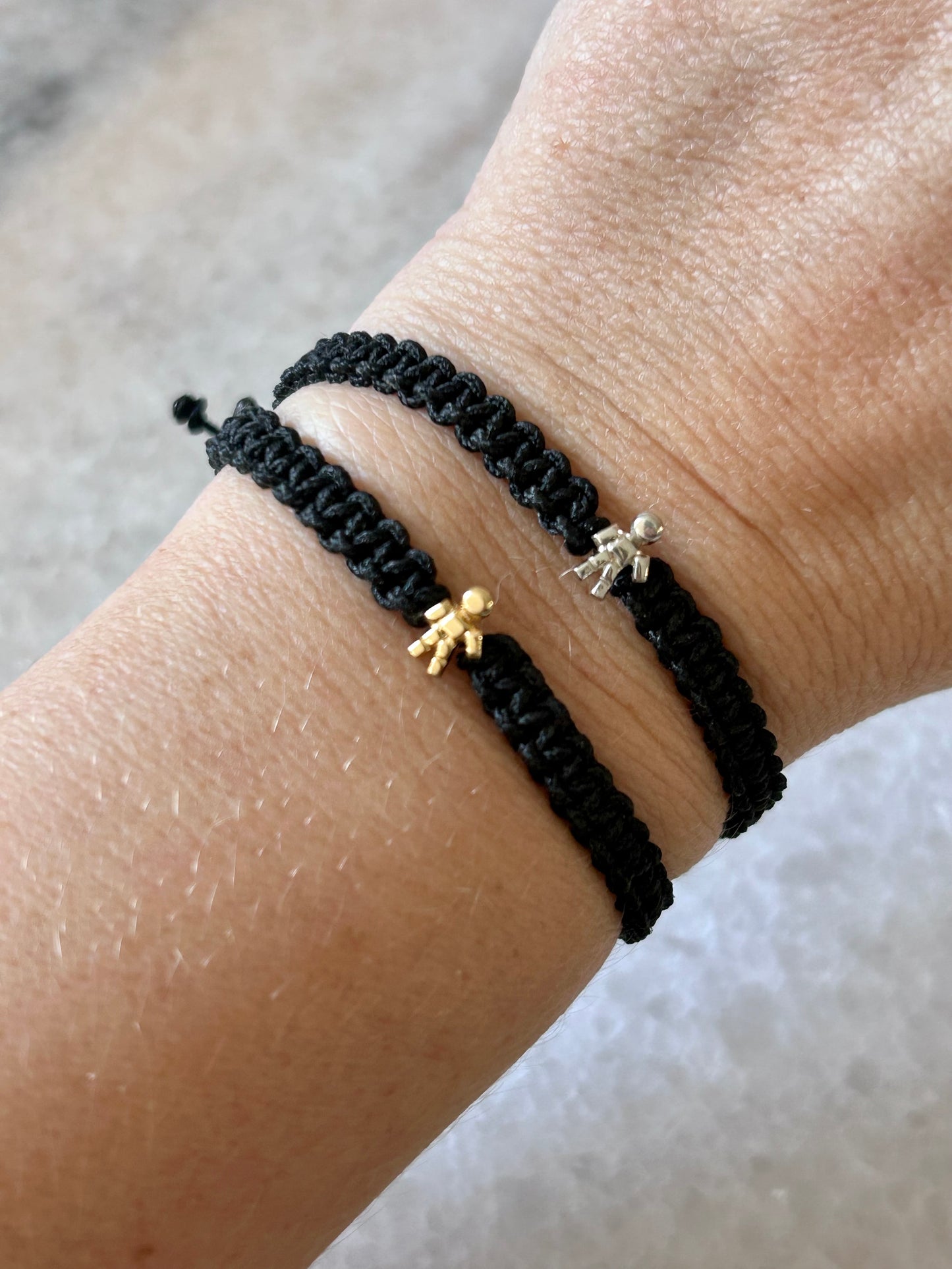 Mini Louloux Boy Silver Macrame Weaving Thread Bracelet