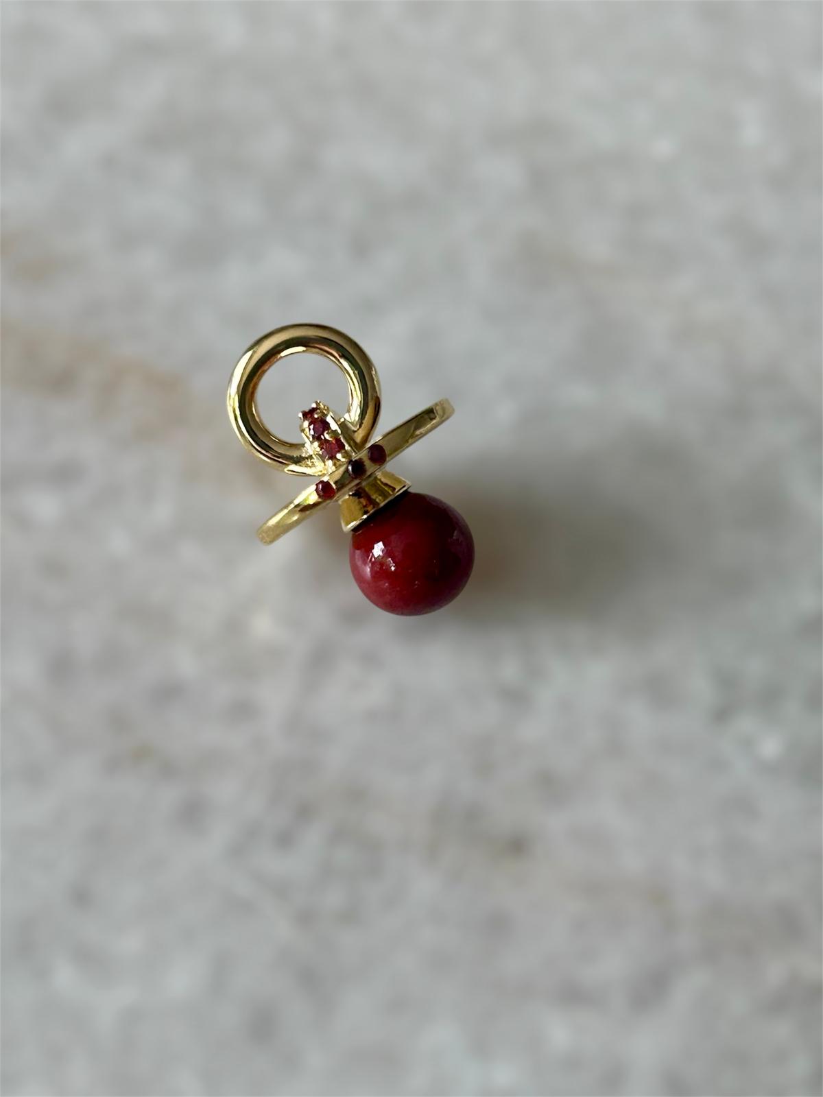 Pendentif Tétine Jaspe Rouge