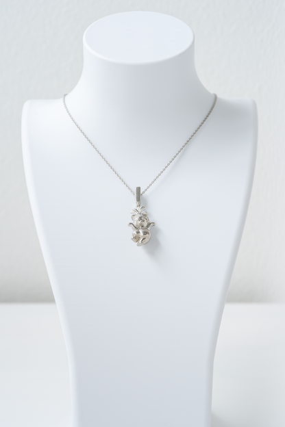 Maxi Lady Cat Silver Necklace
