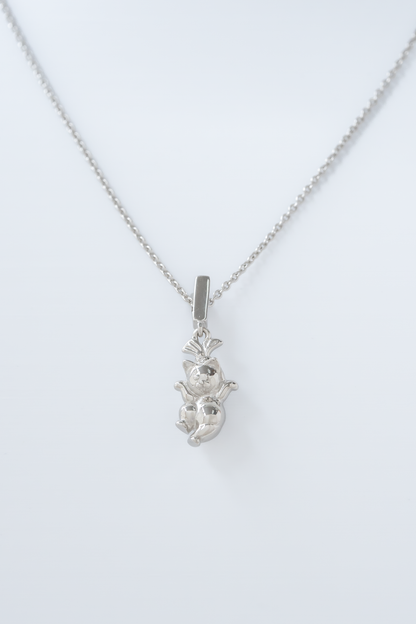 Baby Lady Cat Silver Necklace