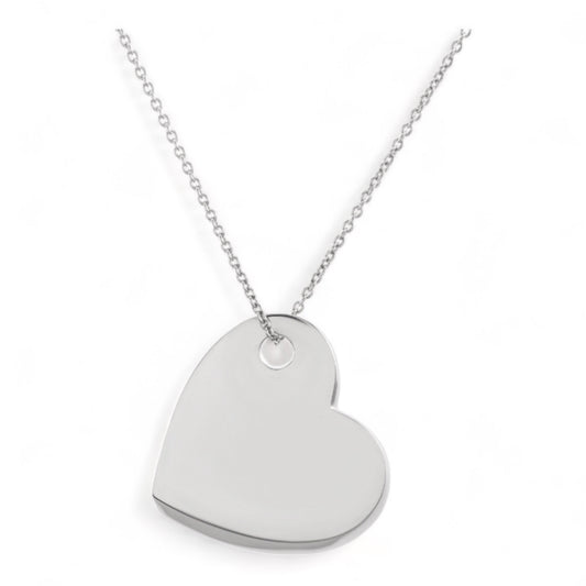 Collier Grand Cœur Facette Argent