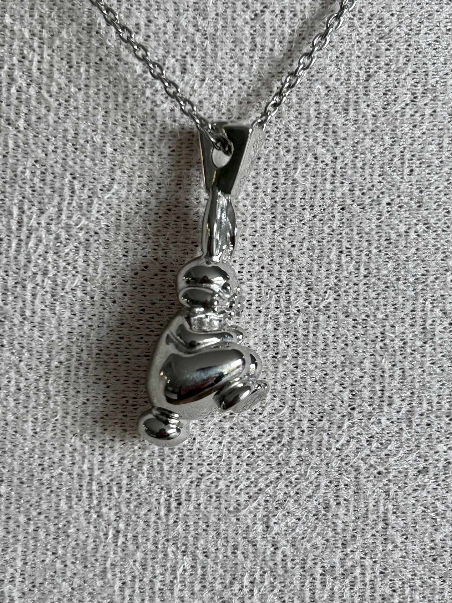 Collier enfant et adulte Grand Lapin Argent