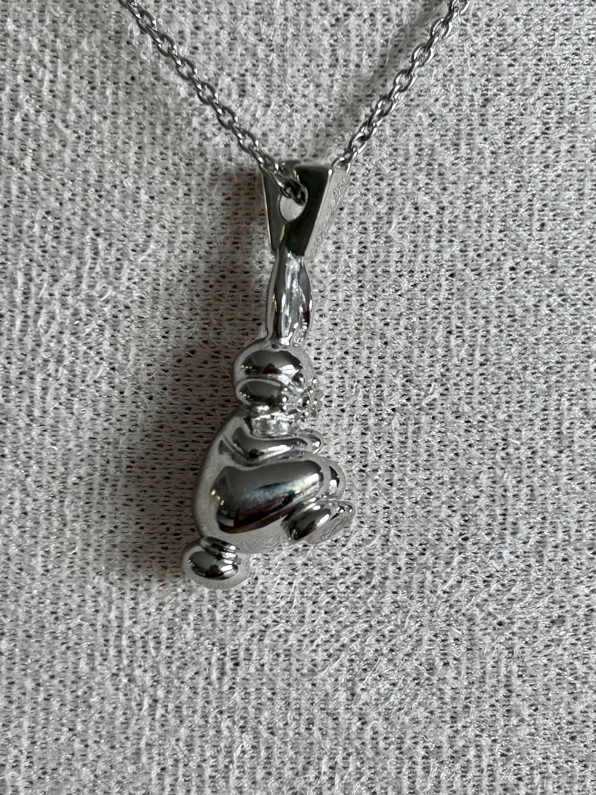 Collier enfant et adulte Grand Lapin Argent